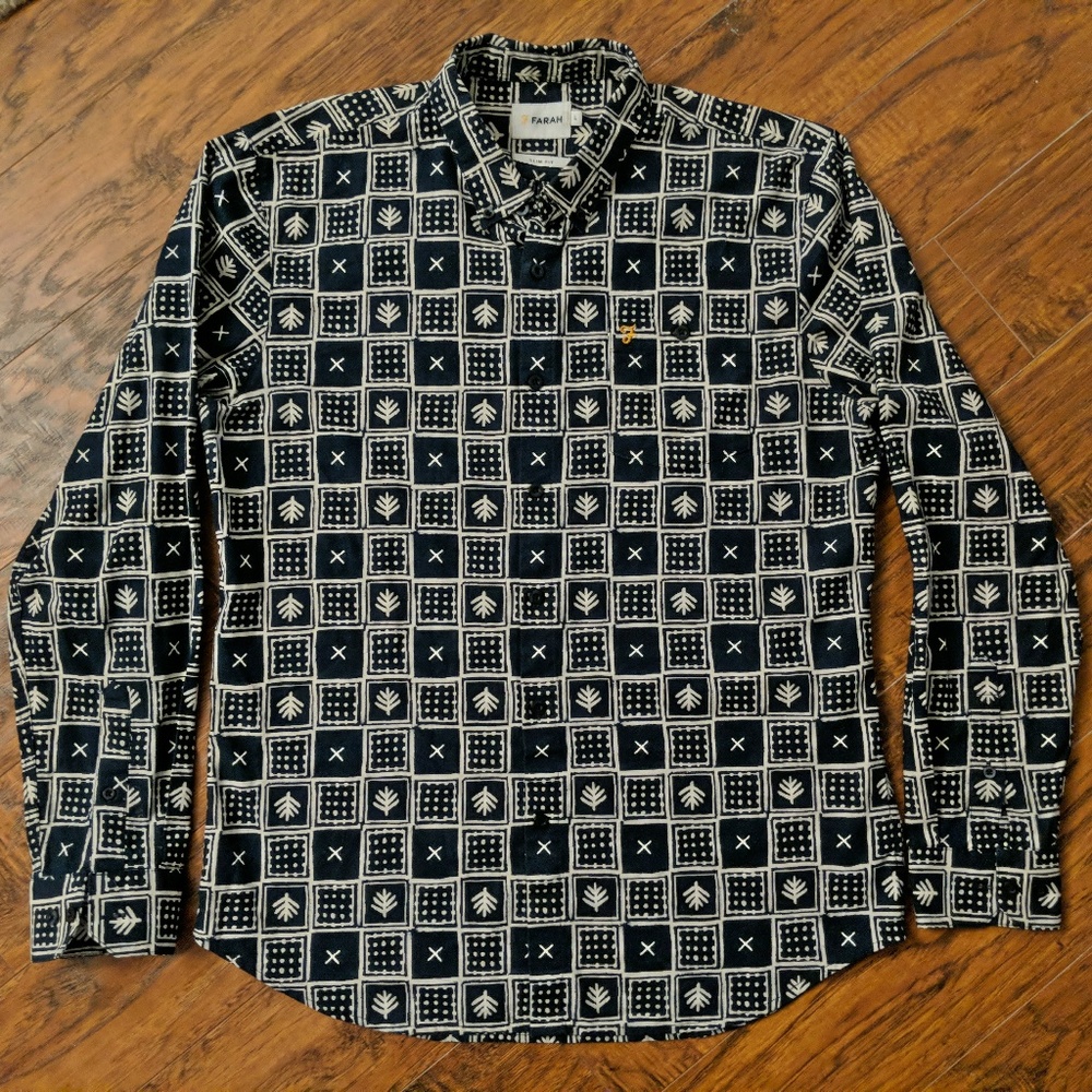 Farah | Blue/Cream | LS Printed Shirt